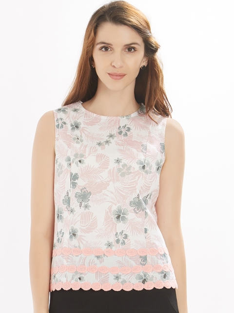 

Soie Women Pink Printed Pure Cotton Top