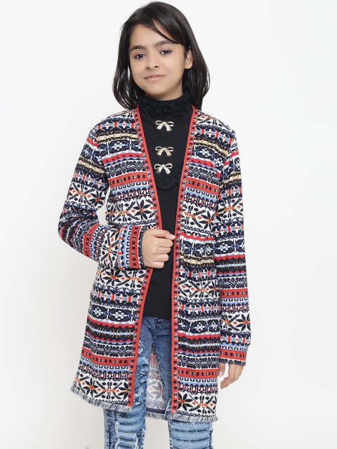 

Natilene Multicoloured Printed Open Front Shrug, Multi