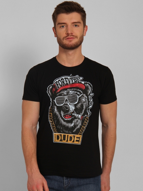 

Tantra Men Black Printed Round Neck T-shirt