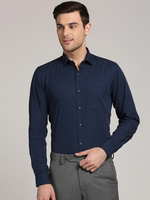 

Peter England Men Navy Blue Slim Fit Printed Casual Shirt
