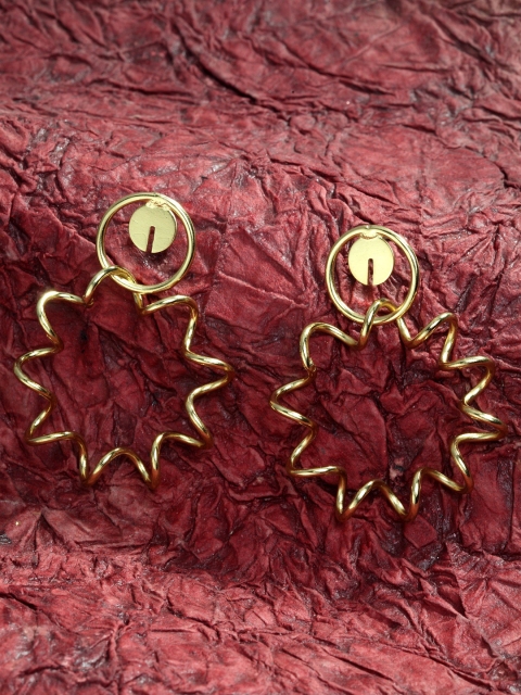 

SASSAFRAS Gold-Plated Contemporary Drop Earrings