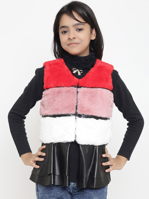 

Natilene Girls Red Colourblocked Tailored Jacket