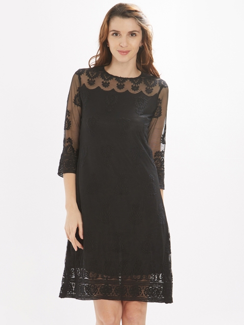 

Soie Women Black Solid A-Line Dress