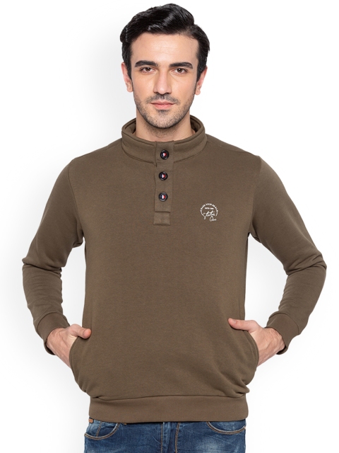 

Status Quo Men Olive Green Solid Sweatshirt