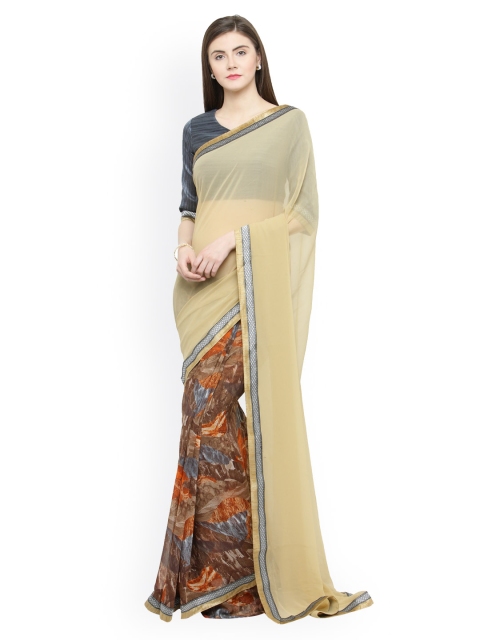 

Shaily Cream-Coloured Printed Pure Georgette Saree