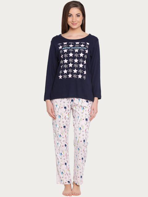 

Clovia Blue & Pink Printed Lounge Set