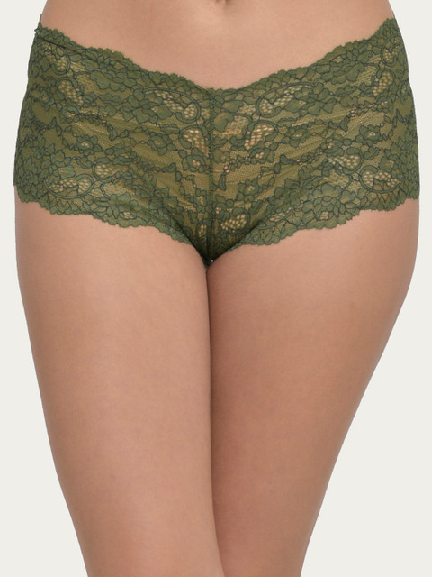 

Clovia Women Green Lace Boyshorts PN2656P17XL
