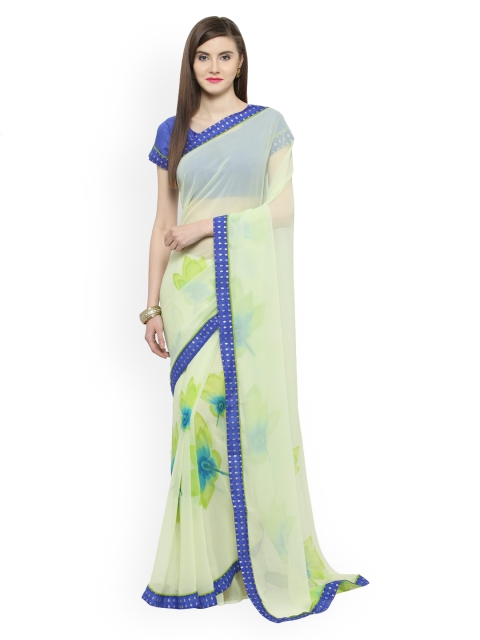 

Shaily Green Printed Pure Georgette Saree