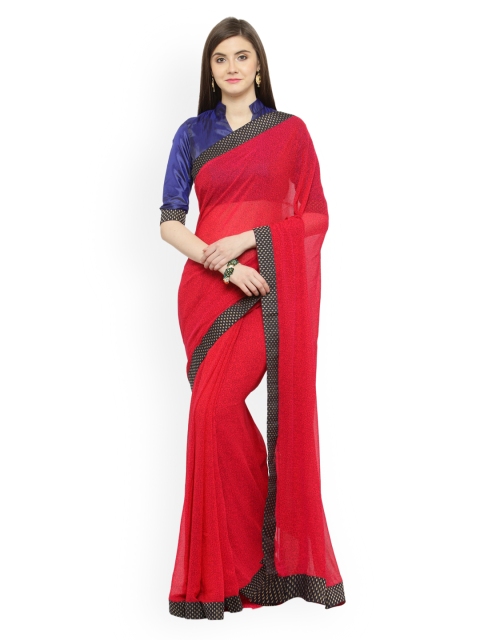 

Shaily Pink & Red Pure Georgette Printed Saree