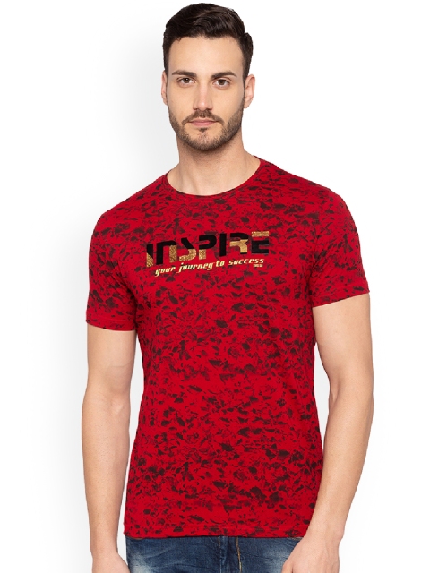 

Status Quo Men Red Printed Round Neck Pure Cotton T-shirt