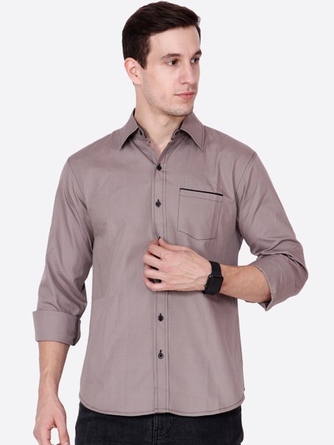 

Cation Men Grey Regular Fit Solid Casual Shirt