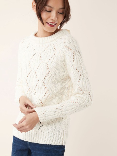 

next Women Cream-Coloured Self Design Pullover
