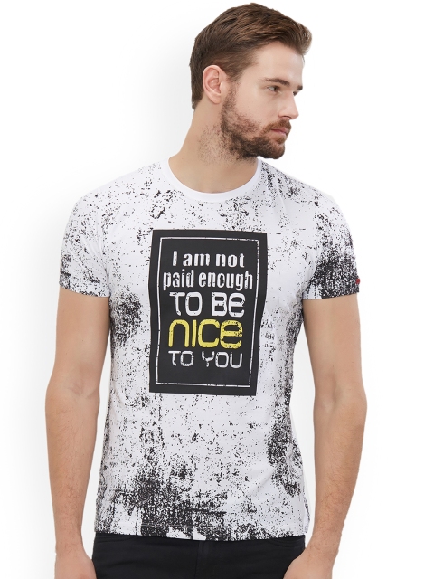 

Status Quo Men White Printed Slim Fit Round Neck T-shirt