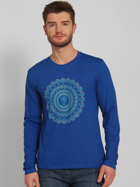 

Tantra Men Blue Printed Round Neck T-shirt