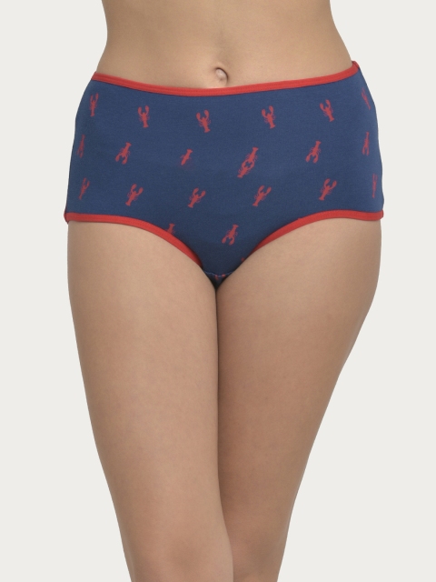 

Clovia Women Navy Printed Hipster Briefs PN2893P08, Navy blue