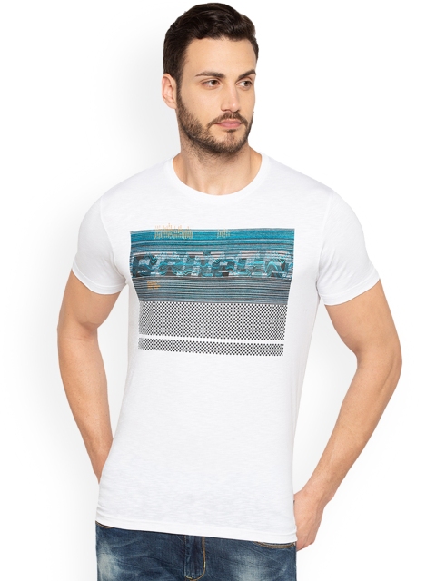 

Status Quo Men White Printed Round Neck Pure Cotton T-shirt