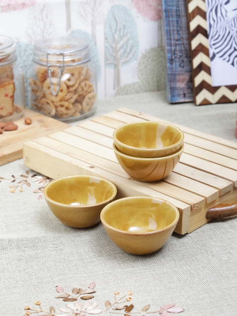 

VarEesha Set of 6 Mustard Yellow Solid Ceramic Bowls