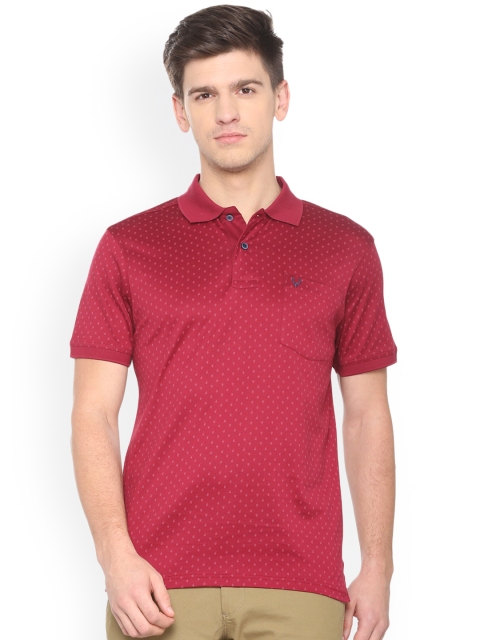 

Allen Solly Men Maroon Self Design Polo Collar T-shirt