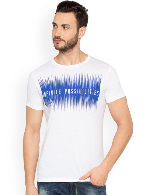 

Status Quo Men White Printed Round Neck Pure Cotton T-shirt
