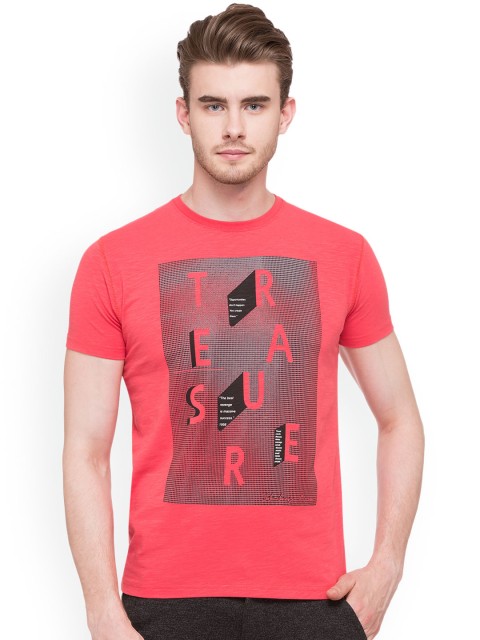 

Status Quo Men Pink Printed Slim Fit Round Neck T-shirt