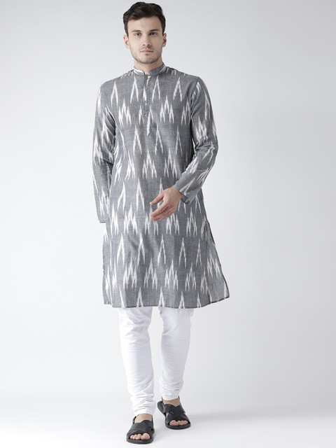 

KISAH Men Grey Printed Kurta with Churidar