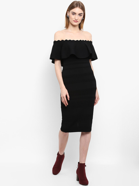 

Forever New Women Black Solid Sheath Dress