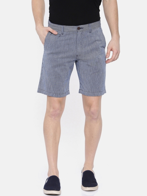 Breakbounce Men Blue Solid Slim Fit Regular Shorts