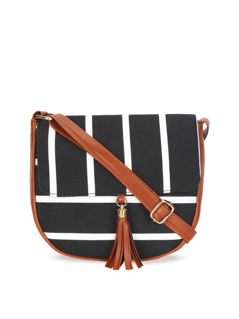 

Lychee bags Black & White Striped Sling Bag
