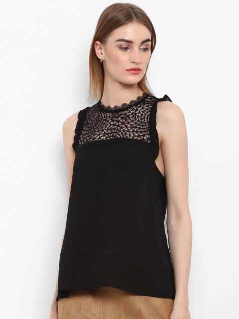 

Forever New Women Black Self Design A-Line Top