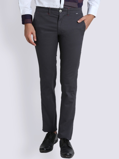 

LA LOFT Men Charcoal Grey Regular Fit Solid Regular Trousers