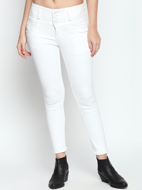 

PURPLE WATER Women White Slim Fit Mid-Rise Clean Look Stretchable Jeans