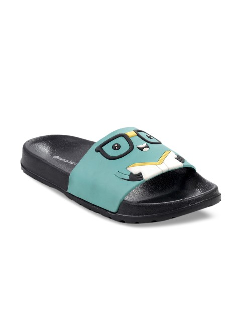 

bacca bucci Men Turquoise Blue & Black Printed Sliders