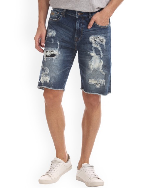 

Aeropostale Men Blue Washed Regular Fit Denim Shorts