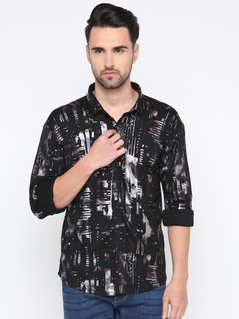 

SHOWOFF Men Black & Black Slim Fit Printed Casual Shirt