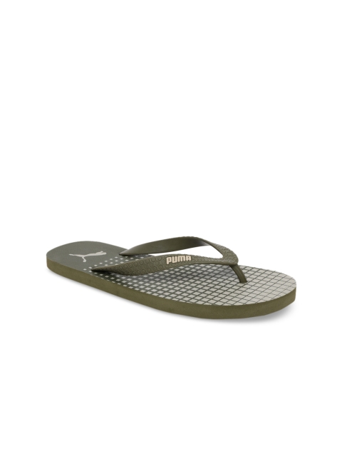 

Puma Men Olive Green & White Printed Thong Flip-Flops