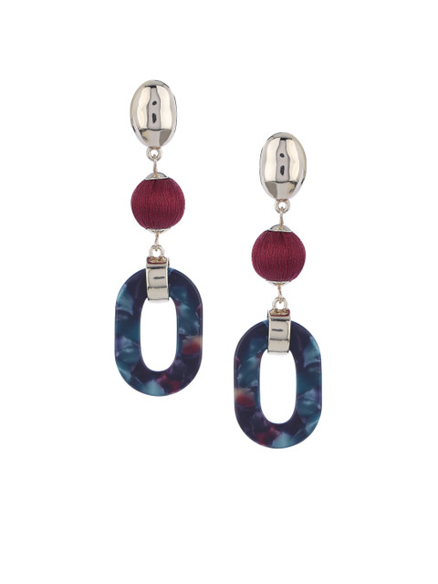 

Forever New Maroon & Teal Contemporary Drop Earrings