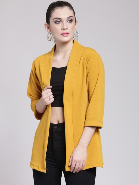 

plusS Mustard Yellow Solid Open Front Shrug