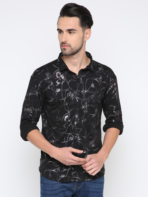 

SHOWOFF Men Black Slim Fit Printed Casual Shirt
