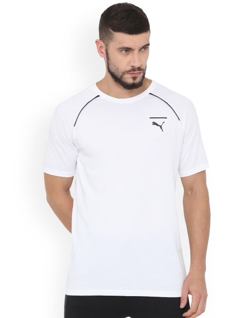 

Puma Men White Solid Round Neck T-shirt
