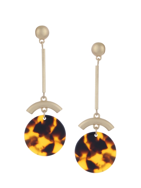 

Forever New Burgundy & Yellow Circular Drop Earrings