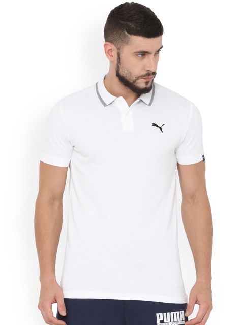 

Puma Men White Solid Polo Collar ESS Pique Sports T-shirt