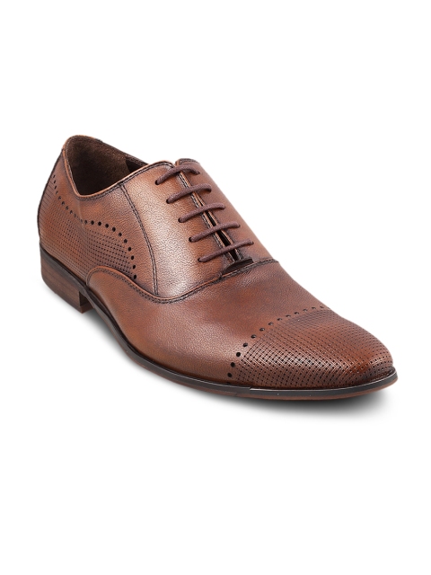 

J.FONTINI Men Brown Leather Formal Oxfords