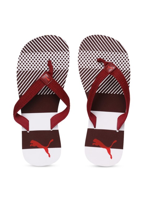 

Puma Unisex Maroon & White Printed Thong Flip-Flops
