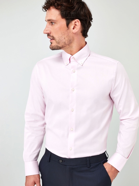 

next Men Pink Regular Fit Solid Formal Shirt