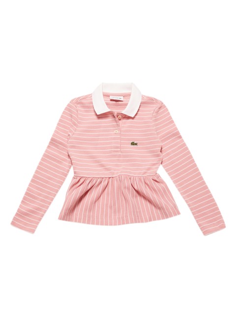 

Lacoste Girls Pink Striped Polo Collar T-shirt