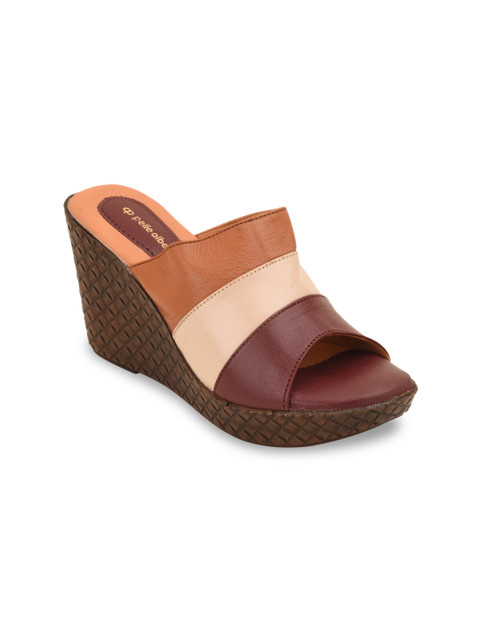 

pelle albero Women Maroon & Brown Colourblocked Peep Toes