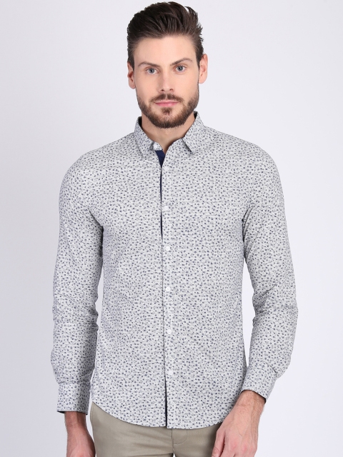 

LA LOFT Men Off-White & Blue Regular Fit Printed Casual Shirt