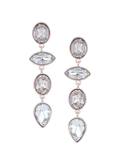 

Forever New Pink & White Teardrop Shaped Drop Earrings