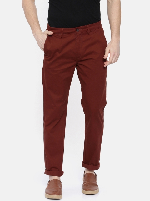 

Breakbounce Men Red Slim Fit Solid Regular Trousers