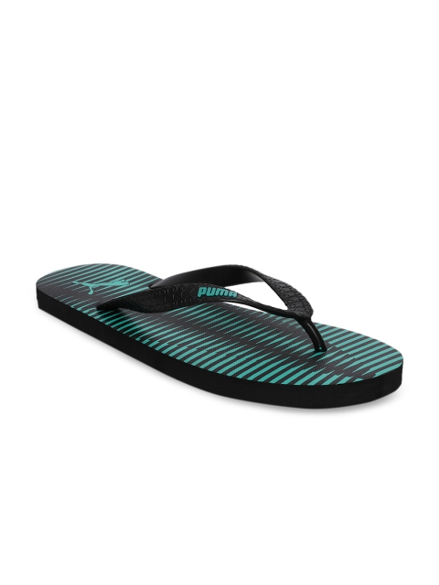 

Puma Men Black & Green Printed Thong Flip-Flops